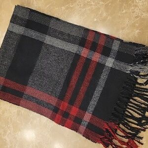 100% Acrylic Black,  Red & Gray 60" Plaid Scarf